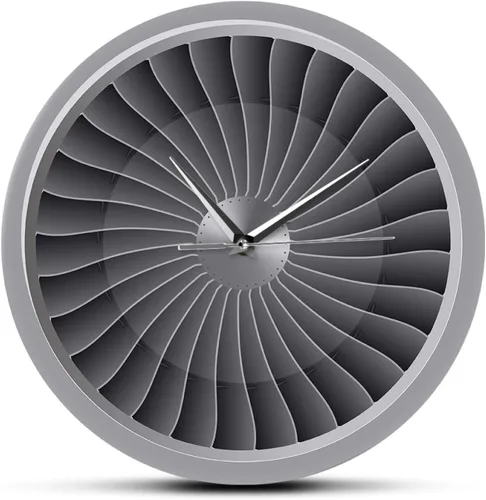 Reloj de pared – 12 pulgadas silencioso sin tictac motor a chorro de turbina ventilador de motor impreso acrílico reloj de pared de avión arte de