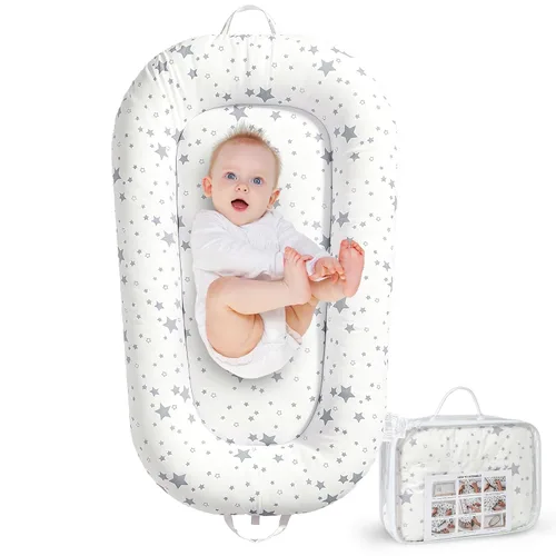 Tumbona para bebé recién nacido de 0 a 24 meses, asiento portátil para bebés con soporte ergonómico, silla de bebé de algodón transpirable para
