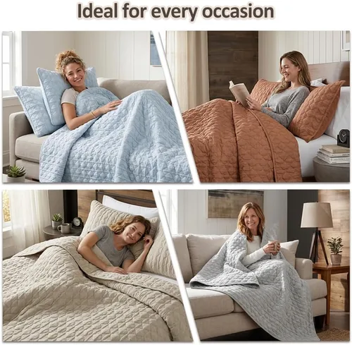 Miniatura 7 de WDCOZY Juego de ropa de cama tamaño individual de color azul claro con 1 funda de almohada, colcha ligera y suave, funda de edredón fina para todas