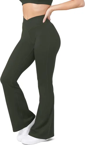 Miniatura 35 de HEGALY Pantalones de yoga acampanados para mujer, leggings cruzados, suaves, de cintura alta, pantalones casuales de entrenamiento con corte de bota