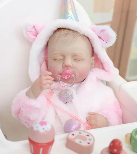 Miniatura 7 de Muñecas Reborn Baby – Muñecas de bebé reales de 20 pulgadas que se ven reales, muñeca niña de vinilo de cuerpo completo en traje de cuerno de Rosa