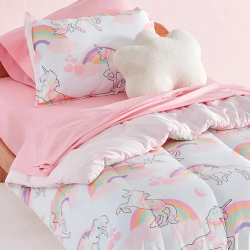 Miniatura 2 de SLEEP ZONE Juego de edredón de 5 piezas para niños, tamaño individual, súper lindo y suave, ropa de cama en una bolsa, con edredón, sábana, funda