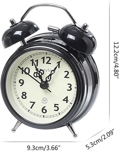 Miniatura 2 de Reloj despertador digital, reloj despertador retro ruidoso, doble campana, funciona con pilas, adorno para el hogar, aula, decoración de sala