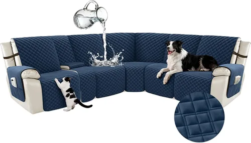 Miniatura 74 de Arfntevss Fundas para sofá seccional reclinable para sofá seccional en forma de L, funda antideslizante lavable para sofá reclinable con forma de L