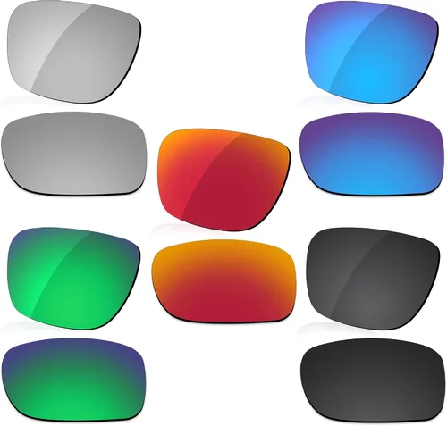 LenzReborn Reemplazo de lentes polarizadas de alto impacto para Oakley Holbrook XL OO9417 Sunglass - Negro oscuro+gris plateado+rojo fuego+azul