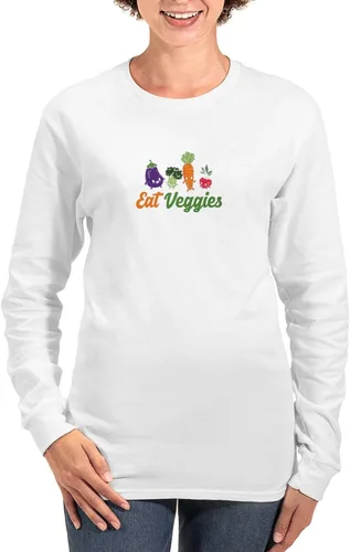 Miniatura 4 de CafePress Eat Veggies Vegetarian Veganis Long Sleeve T Shirt Women's Long Sleeve Light T-Shirt