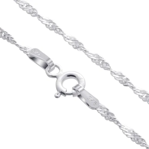 Miniatura 3 de Cadena de pie Singapur de plata esterlina de 0.059 pulgadas con cierre de anillo de resorte, tobilleras para mujer