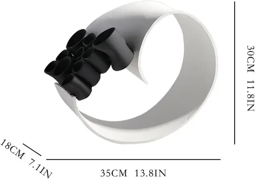Escultura de estatua de Feng Shui chino estilo moderno simple anillo en blanco y negro, adornos de cerámica para oficina, sala de estar, porche,