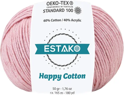 Miniatura 12 de Estako Happy Cotton, 1,76 oz (50 g) / 180 yardas (165 m) de lana 60 % algodón y 40 % acrílico, suave, fina/deportiva (2) para crochet y tejer