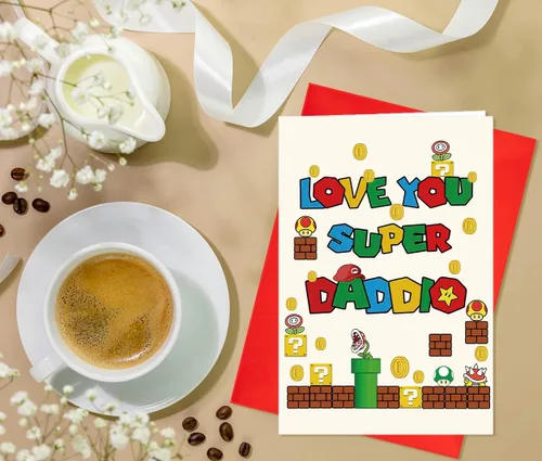 Miniatura 3 de Divertida tarjeta del día del padre con sobre, tarjeta de Super Daddio para papá, papá, abuelo, tarjeta de felicitación del día del padre de hijo