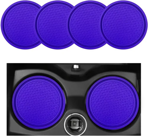 Miniatura 9 de Ohleats Juego de posavasos de 2 piezas para automóvil, impermeable en forma de panal de abeja, PVC antideslizante de 2.75 pulgadas, universal