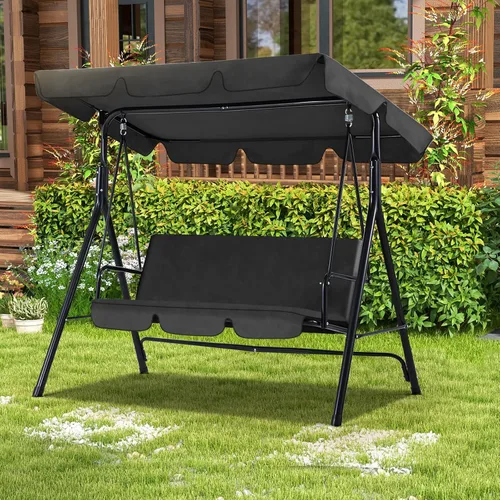 Miniatura 10 de Esright Columpios de Patio para Exteriores, Columpios de Patio Deslizadores de 3 Asientos con Cojín Extraíble y Toldo Ajustable, Banco de Porche