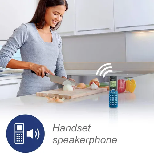 Miniatura 5 de Teléfono Vtech DECT 6.0 con identificador de llamadas / llamada en espera, plata / negro con 2 auriculares inalámbricos, Azul 1 Auricular Azul