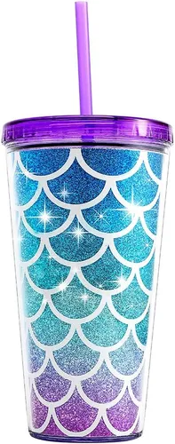 Miniatura 6 de Vaso de acrílico con aislamiento de doble pared con tapa y pajilla, 22 oz / 22.0 fl oz (colorido)