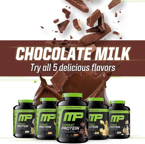 Miniatura 7 de MusclePharm - Proteína en polvo de combate, sabor a leche de chocolate, alimenta los músculos para entrenamientos productivos, 5 fuentes