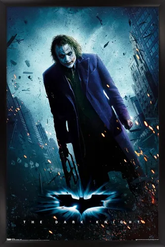 Trends International DC Comics Movie - The Dark Knight - The Joker - Póster de pared de una hoja, 22.375 x 34 pulgadas, versión enmarcada en negro