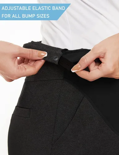 Miniatura 2 de Tapata Pantalones de maternidad para mujer de 28, 30, 32 pulgadas, corte de bota, pantalones de vestir con bolsillos sobre el vientre, pantalones