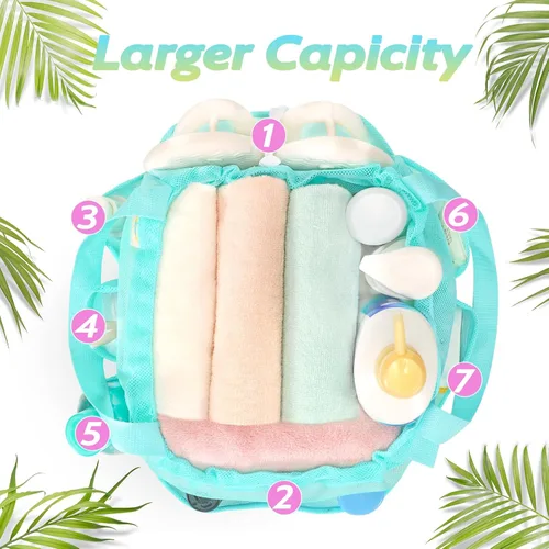 Miniatura 7 de famichan Organizador de ducha de malla portátil, esencial para dormitorio universitario, niñas y chicos, bolsa de ducha azul de gran capacidad