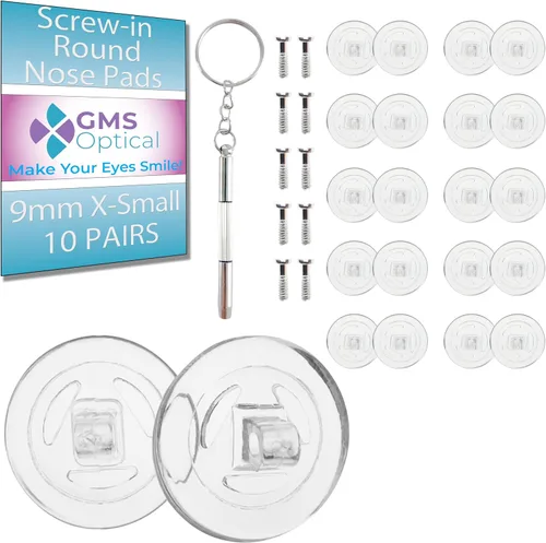Miniatura 10 de GMS Optical - 11mm Medium Wide Screw-in Round Soft Silicone Nose Pads for Glasses, Sunglasses, Glasses Repair Kit, Keep Glasses from Sliding and