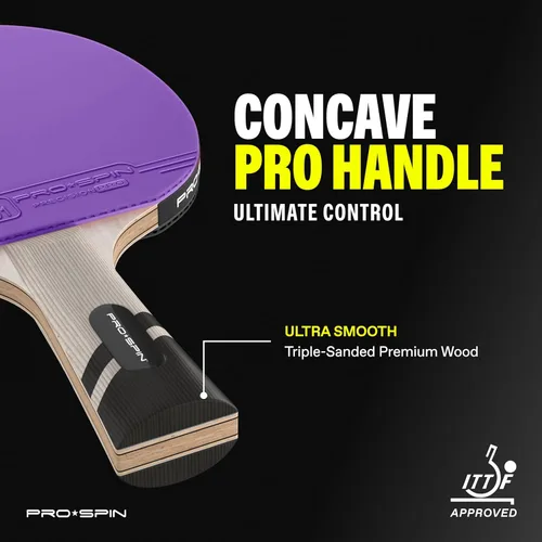 Miniatura 5 de PRO-SPIN Palas de ping pong - Raquetes de tenis de mesa de nivel profesional con fibra de carbono para un control superior Lámina de 7 capas, goma