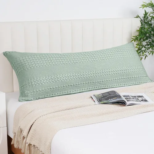 Miniatura 57 de PHF Fundas de almohada con tejido de gofre de 24" x 24", paquete de 2, funda de almohada cuadrada 100% algodón para decoración de ropa de cama, sin