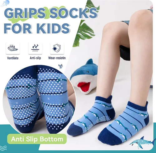 Miniatura 5 de Eyean Calcetines tobilleros de algodón para niños, diseño de animales, suaves, antideslizantes, para niños y niñas, calcetines invisibles, 6 pares
