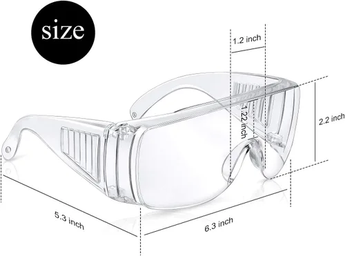 Miniatura 4 de Frienda 6 pares de anteojos de seguridad transparentes para usar sobre lentes, gafas transparentes, antivaho y arañazos, protección ocular
