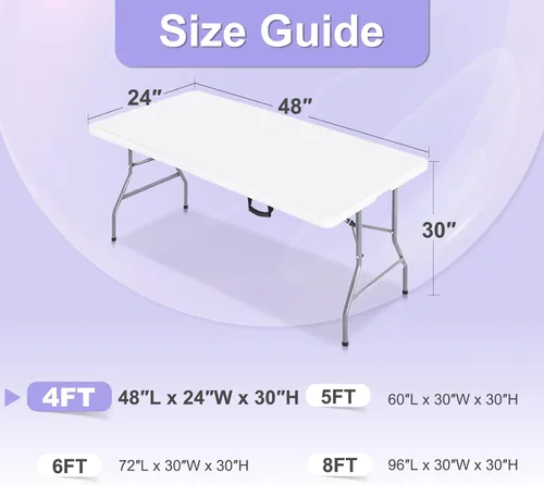 Miniatura 5 de ABCCANOPY Paquete de 2 manteles de elastano negro de 4 pies, elásticos, resistentes a las arrugas, reutilizables, para mesa plegable rectangular