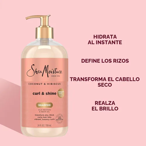 Miniatura 4 de SheaMoisture Champú de coco e hibisco, para cabello grueso y rizado, para limpiar e hidratar, 24 onzas