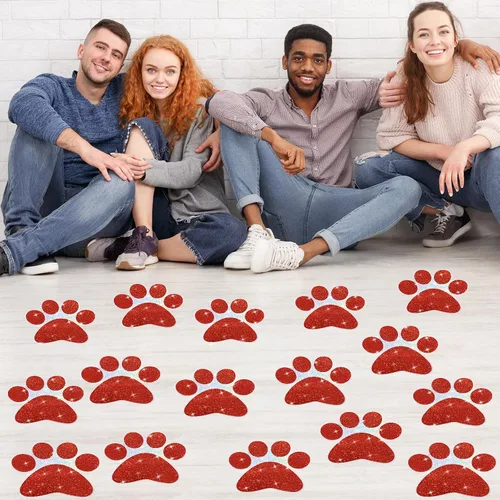 Miniatura 15 de ReliThick 30 Piezas Calcomanías de Suelo con Huellas de Patas 7.5" Huellas de Patas Grandes Adhesivo de Pared Autoadhesivo Calcomanía de Suelo