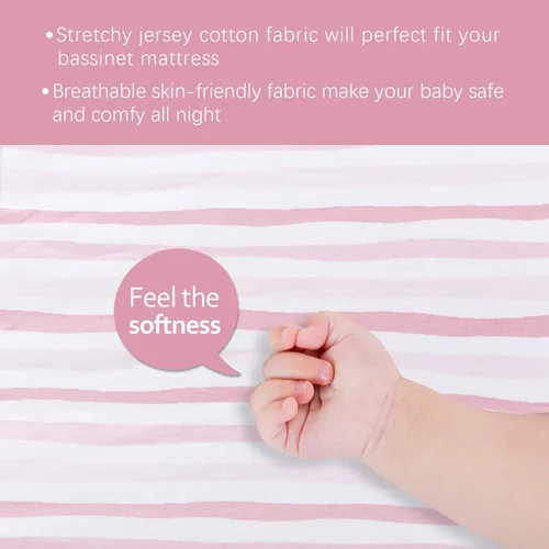 Miniatura 7 de Sábanas ajustadas de moisés compatibles con el moisés Fisher-Price Soothing Motions/Luminate y el moisés portátil Chicco LullaGo Anywhere, paquete
