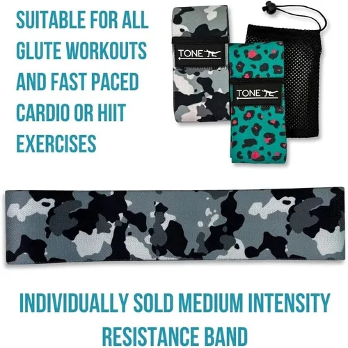 Miniatura 2 de Banda de resistencia de tela, banda de ejercicio con diseño antideslizante para piernas y glúteos, banda de entrenamiento de intensidad media única