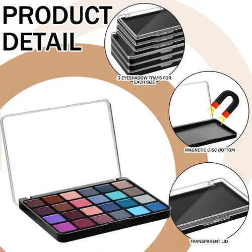 Miniatura 3 de Ziliny Paleta de maquillaje magnética vacía con parte superior transparente, bandeja de maquillaje de viaje, caja de almacenamiento dispensadora