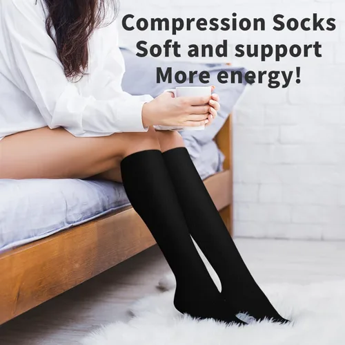 Miniatura 5 de COOLOVER 4 pares de calcetines de compresión para mujeres y hombres, el mejor apoyo para circulación, correr, atletismo, enfermería, viajes, embarazo