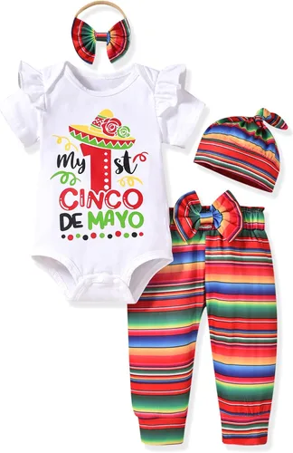 Miniatura 110 de fioukiay Conjunto de ropa de verano para bebés y niñas recién nacidas prematuros, mameluco, pantalones, diadema, conjunto de ropa para el verano
