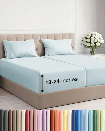 Miniatura 44 de Sábanas King divididas con bolsillos extra profundos, sábanas transpirables y refrescantes de 5 piezas, sábanas de lujo para hotel, suaves, sin 22
