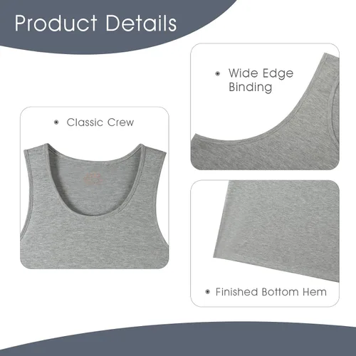 Miniatura 5 de RoomTour Camiseta sin mangas para hombre, cuello redondo, ligera, paquete de 3