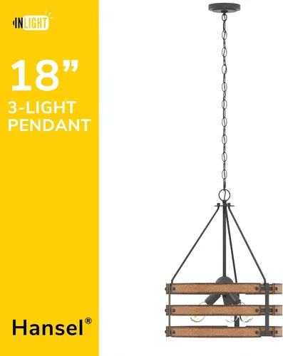 Miniatura 2 de Inlight IN-0335-3-WD - Colgante de 3 luces de diseño rústico e industrial de 18 pulgadas para isla de cocina, acabado de madera envejecida negra