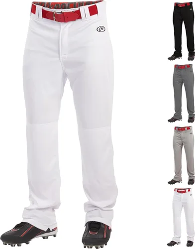 Rawlings Pantalones de béisbol para hombre de la serie Launch Corte semirelajado de longitud completa Tallas para adultos Ribetes Varios colores