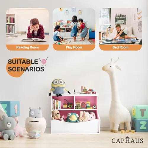 Miniatura 7 de CAPHAUS Organizador de almacenamiento de juguetes para niños, cubículo de almacenamiento abierto, gabinete multifuncional de almacenamiento de B.