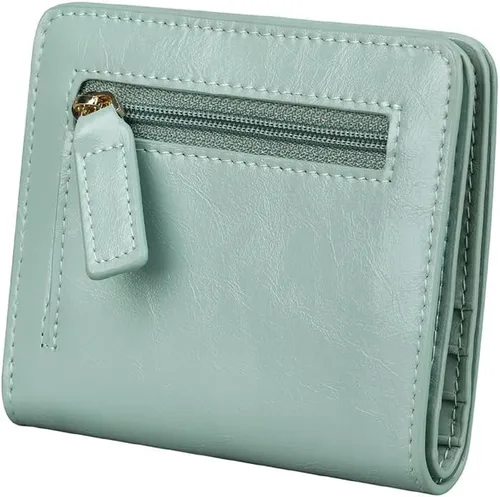 Miniatura 15 de Itslife - Cartera de piel con cierre de cremallera para mujer, tamaño pequeño, con ventana para identificación, marrón (Waxed Brown)), 1301