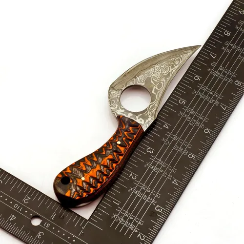 Miniatura 4 de Predator Hunter - Cuchillo de damasco hecho a mano con funda de cuero, para desollar, acampar, al aire libre, cuchillos de bushcraft EDC de hoja