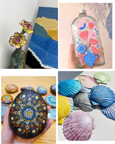Miniatura 8 de Galería de arte CSY Pintura acrílica metálica - Pigmento brillante de glitter Planeta Azul - Arte y manualidades para artistas y pintores, pintura