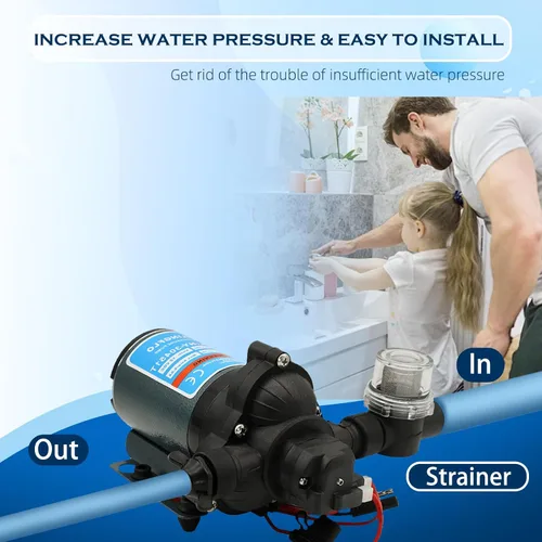 Miniatura 6 de Bomba de agua RV de 12 V CC, 3.0 GPM, bomba de diafragma de 45 PSI autocebante bajo demanda interruptor de presión integrado para barco, marina