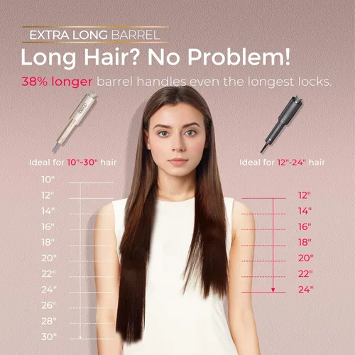 Miniatura 3 de Rizador Automático Rotativo Mejorado - TYMO CurlPro Plus Varita de Rizar de Barril Largo para Cabello Largo, Rizador de Pelo Cerámico para Mujeres
