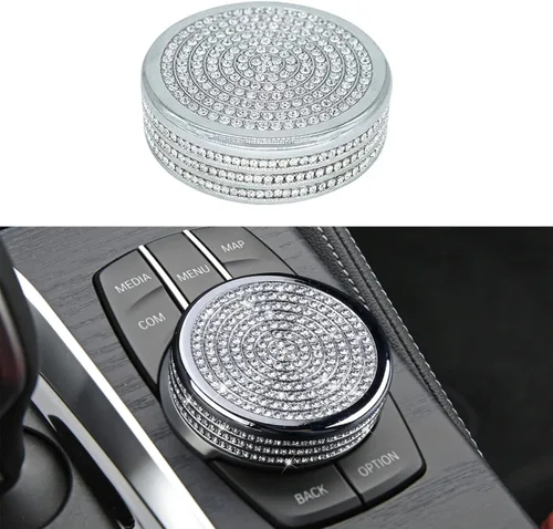 Miniatura 7 de MICROCK Accesorios Brillantes para BMW 1 2 3 5 7 Series X1 X3 X5 X6 Media iDrive Cubierta de Perilla del Botón Interruptor de Control Botón