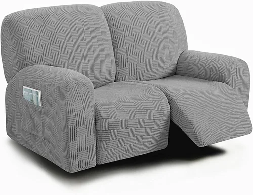 Miniatura 33 de ULTICOR - Juego de 8 fundas para sofá reclinable de jacquard, fundas para sofá reclinable elásticas para 3 cojines, gruesas, suaves, lavables Gris