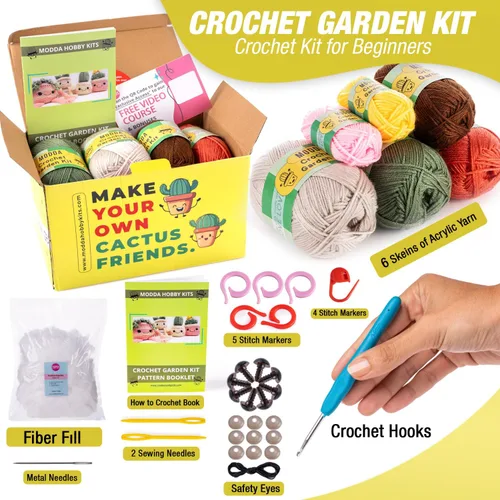 Miniatura 5 de MODDA Kit de ganchillo para principiantes, kit de inicio de ganchillo para principiantes con tutoriales en video fáciles de seguir, kits