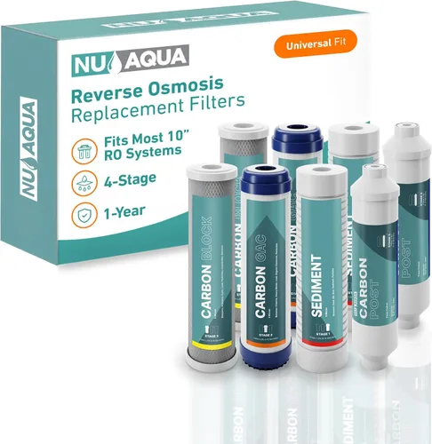 NU Aqua Sistema de Filtro de Agua Potable de Ósmosis Inversa Set de Reemplazo - Kit de 4 Etapas de 1 Año para Debajo del Fregadero - Incluye Filtros
