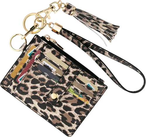 Miniatura 15 de KNGITRYI Billeteras pequeñas de pulsera para mujer RFID para tarjetas de crédito, cartera con llavero, cartera para tarjetas de crédito